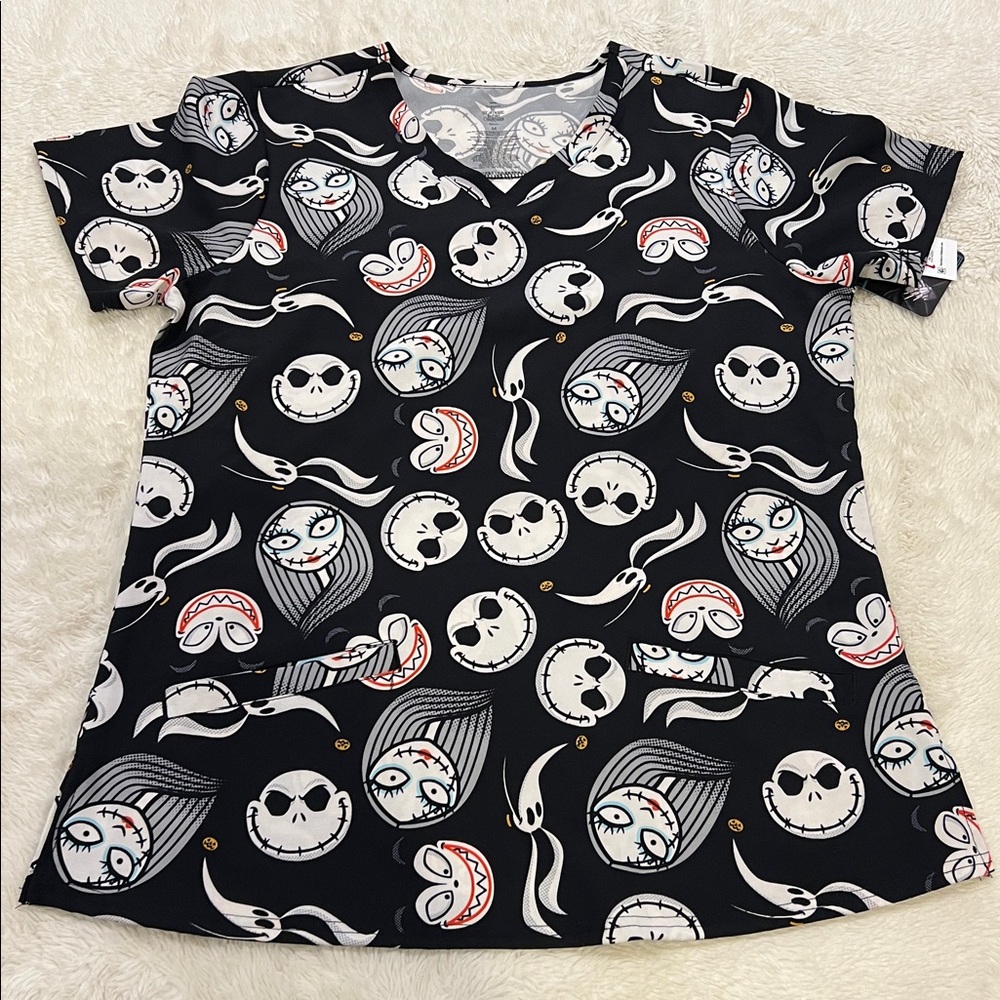 Nightmare Before Christmas Disney Scrubs Top Sz M
